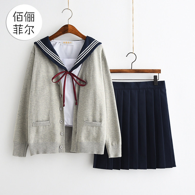 日系水手服女学生装班服校服JK制服关西襟三本百褶裙学院风套装