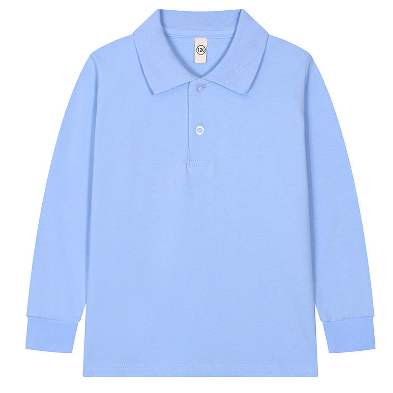 男童polo衫长袖t恤儿童全棉校服女童翻领园服白色打底衫一件代发