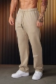 Khaki Young Leg Logo Embroidered Straight Pants