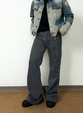 cleanfit美式水洗直筒工装裤微喇阔腿纯棉休闲裤男女伐木工裤