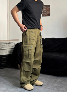SLOWBAND日系复古多口袋伞兵裤宽松直筒工装裤cityboy休闲裤男女