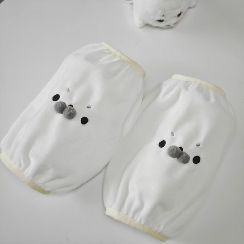 可爱卡通小海豹袖套套袖办公室防脏羽绒服护袖防脏工作毛绒袖头