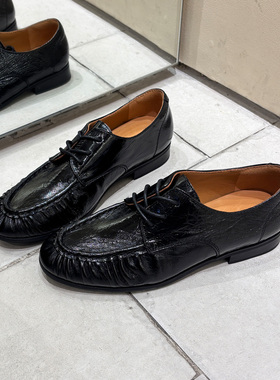 英伦风布洛克鞋女黑色圆头低跟复古小皮鞋百搭舒适