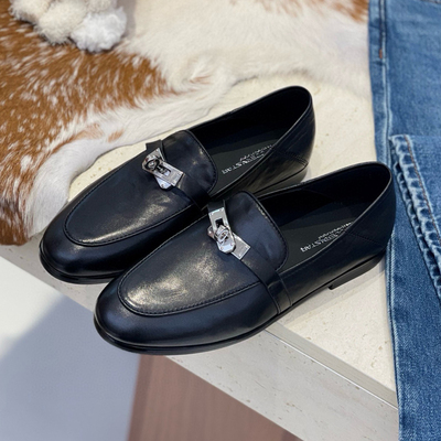 头层牛皮锁扣一脚蹬乐福小皮鞋