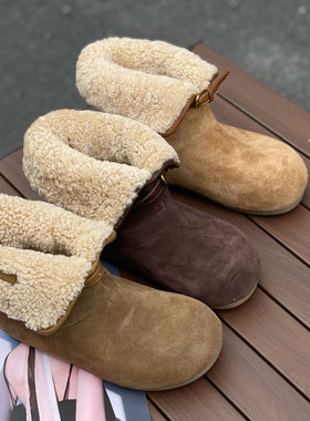 羊羔毛两穿皮毛一体雪地靴女2025冬新款真皮短靴加厚保暖加绒棉靴