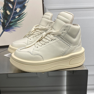 欧洲站真皮高帮德训鞋女2025新款厚底板鞋休闲运动百搭小白鞋秋冬