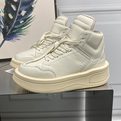 欧洲站真皮厚底高帮德训鞋小白鞋