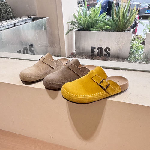 EOS勃肯鞋女外穿包头半拖鞋一脚蹬软木底休闲单鞋皮带扣