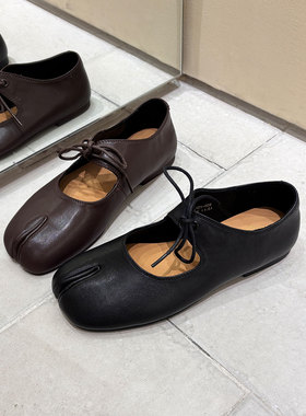 头层牛皮玛丽珍分趾浅口猪蹄鞋女2025秋新款芭蕾舞小皮鞋真皮单鞋