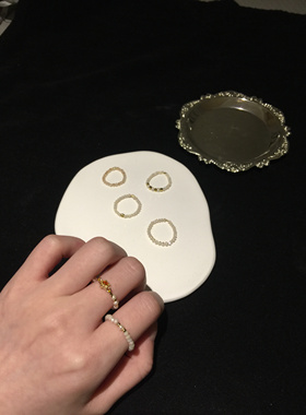 绝美多色彩素圈叠戴串珠组合ins小众设计感简约米珠戒指女