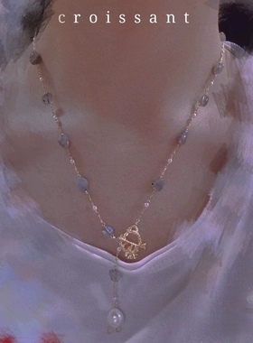 格物《遗落的光》原创月光石项链镀金巴洛克珍珠