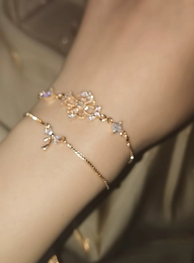 格物《花牌情缘》手作原创群镶手链水晶镀14k真金锆石包金