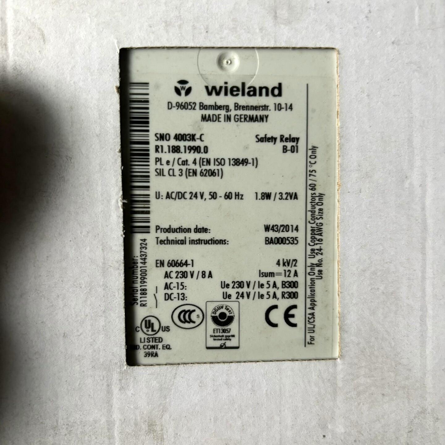 wieland威朗安全继电器SNO4003K-C