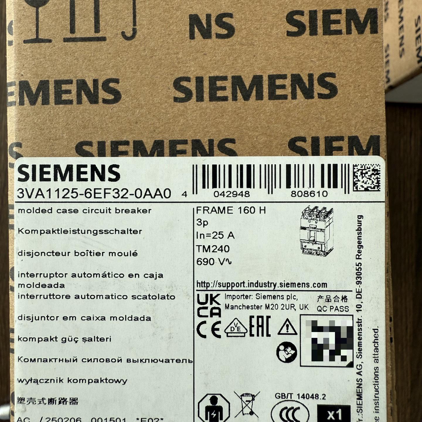 3VA1125-6EF32-0AA0西门子塑壳断路器