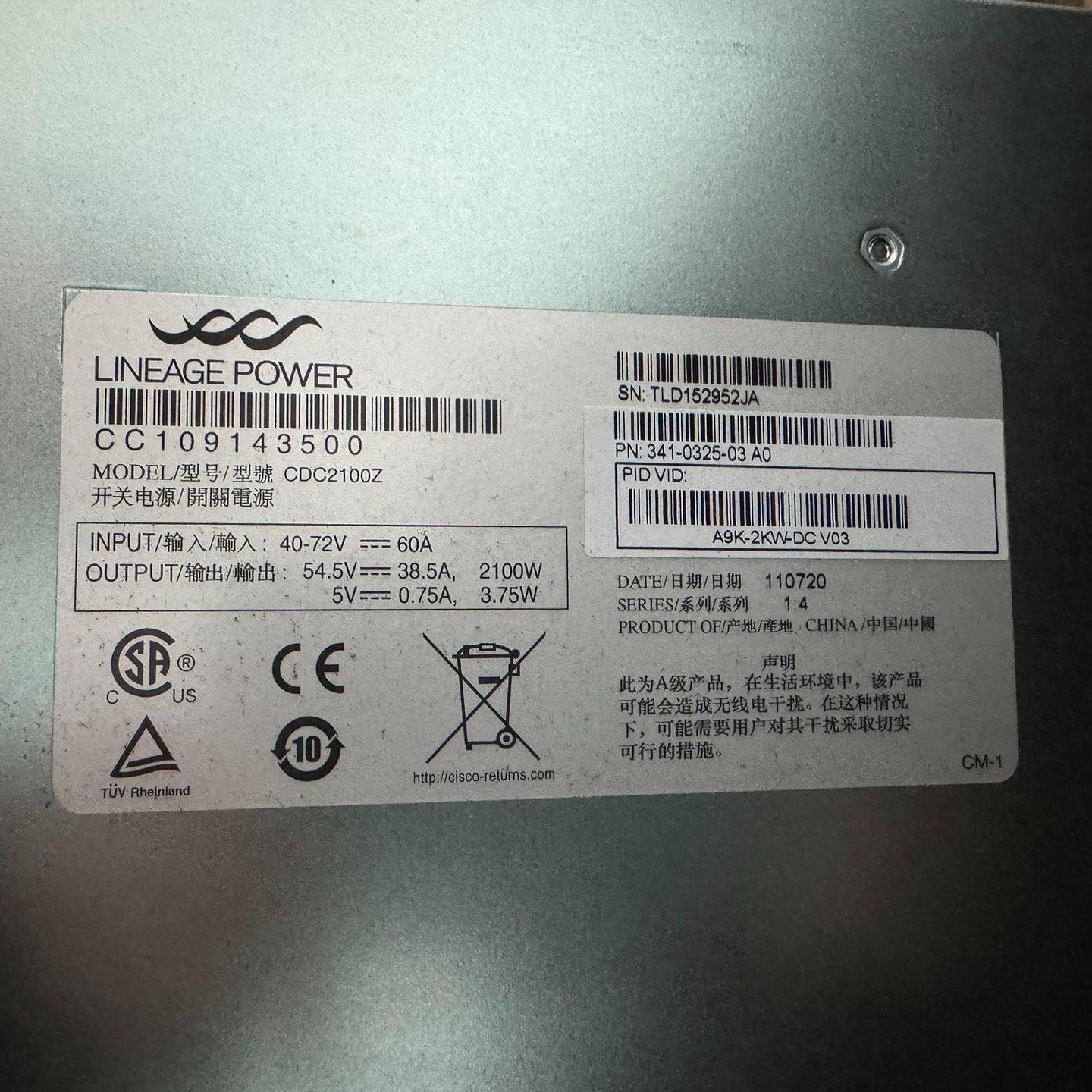 A9K-2KW-DC 思科电源 适用于ASR9010 现货