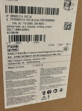 3RW5113-1XC14西门子软启动器