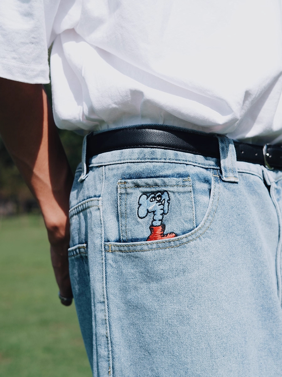 thumbnail for Jeans, slump pants, large crotch pants, wide legs, loose fashion slacks, cotton boutique, Big BoyJeans, mop pants
