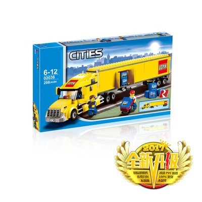 2025新款黄色卡车拼装积木玩具工程车货柜箱式出租运输车城市系列