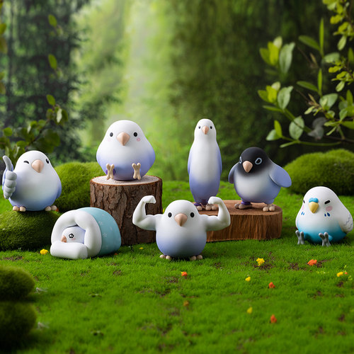 文明小鸟芋圆盲盒迷你鹦鹉摆件