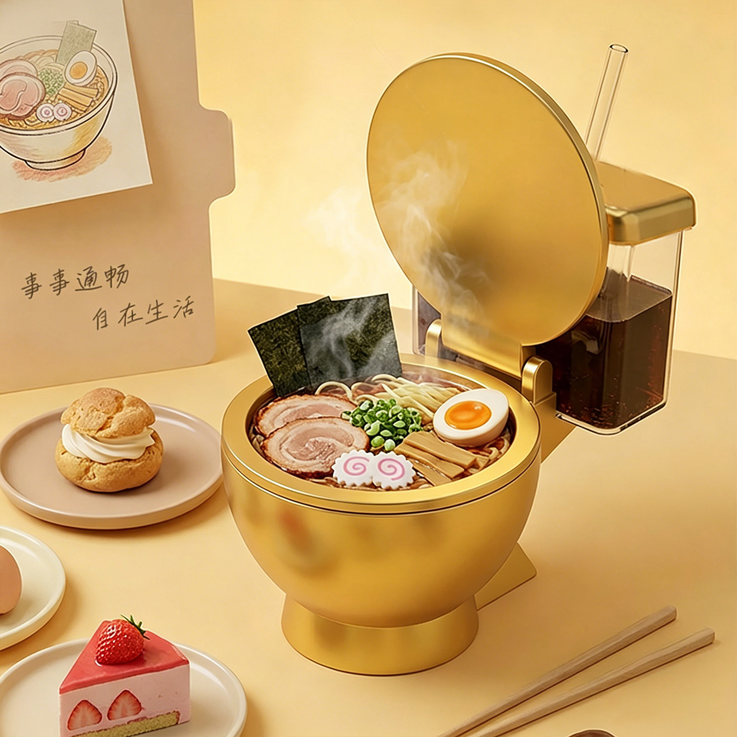 吃螺蛳粉的马桶碗泡面碗造型形状