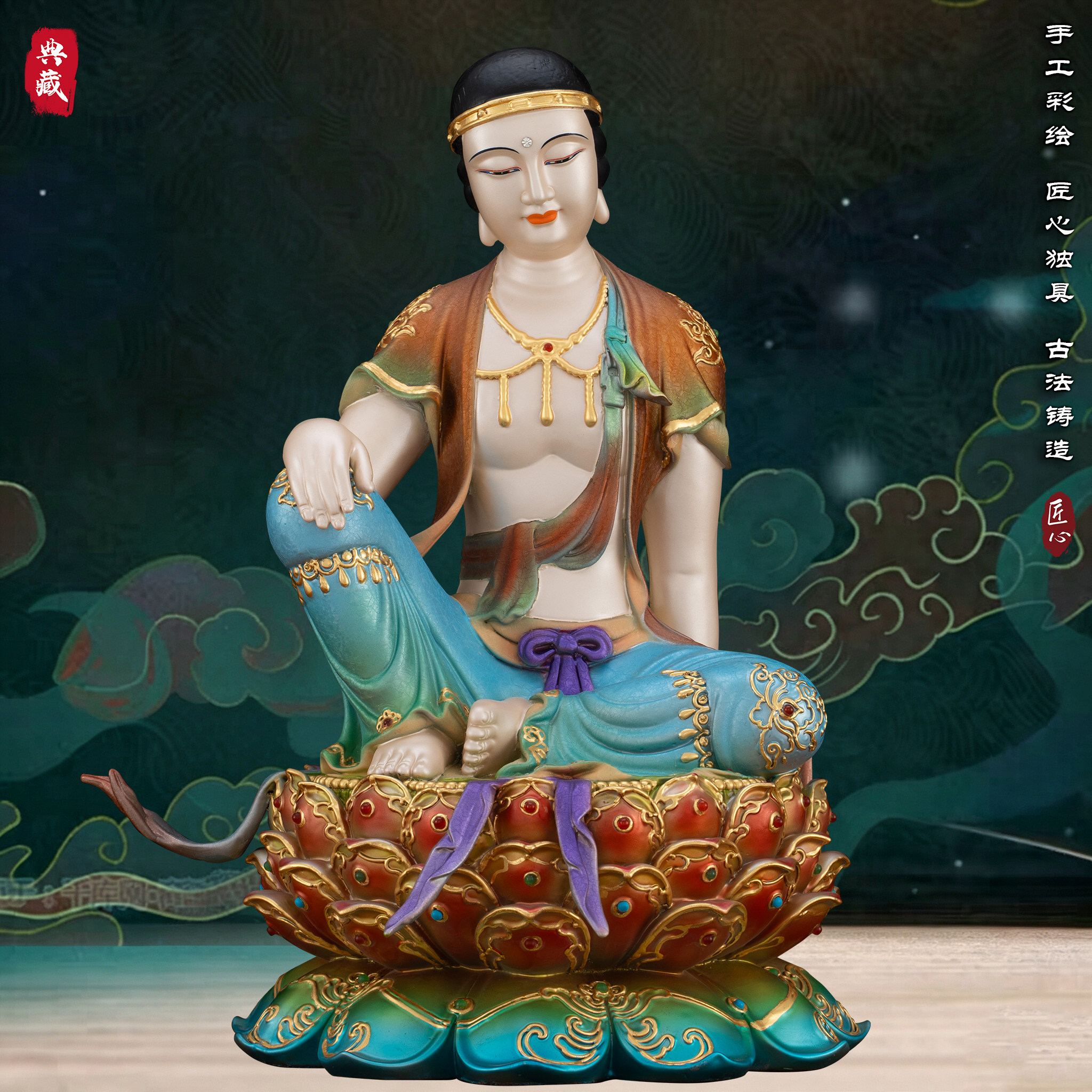 歪脖老母神像家用铜像供奉摆件