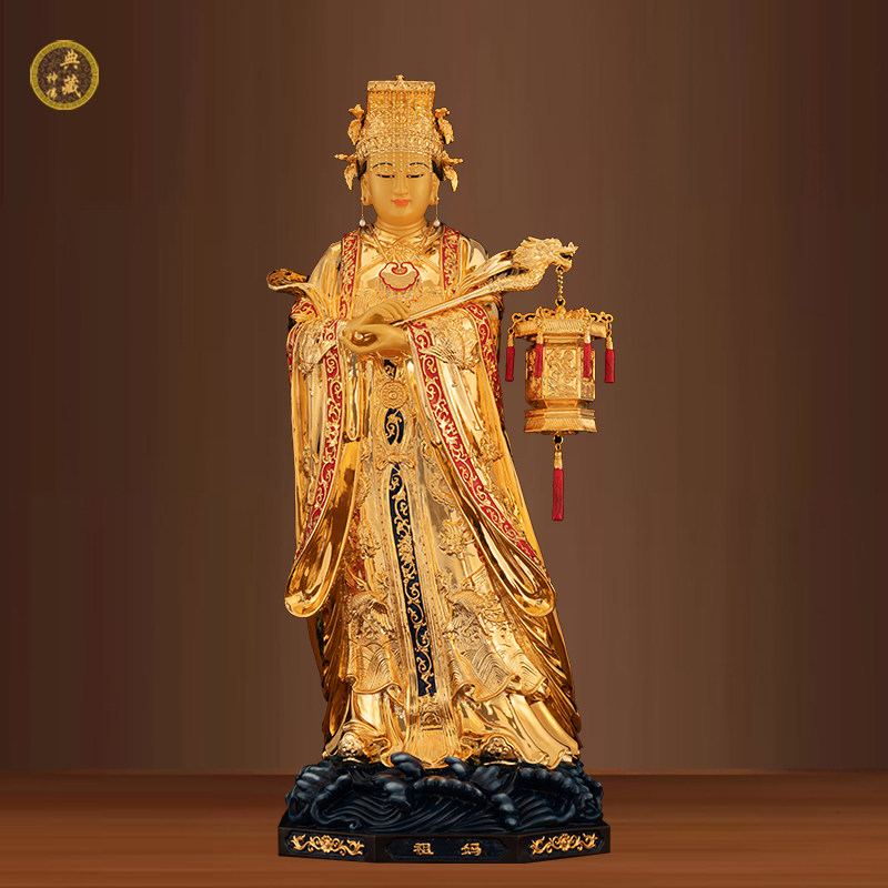 台湾鎏金天上母供奉妈祖神像