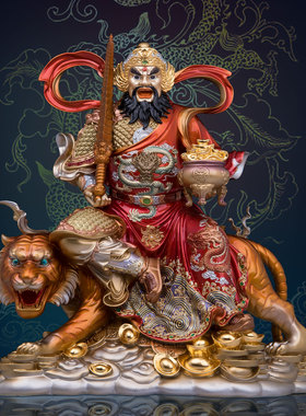 黄铜中式客厅武财神赵公明神像