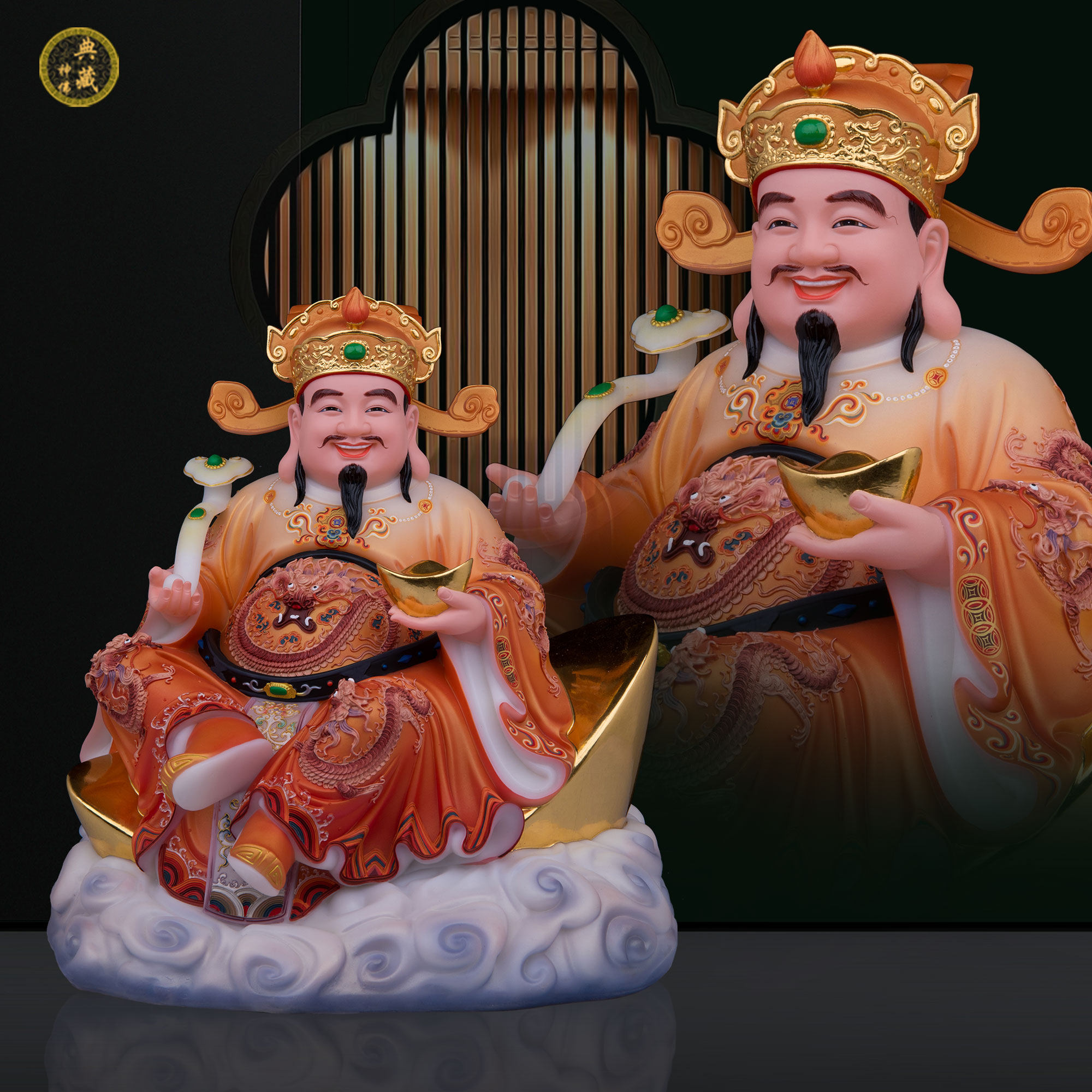 合成玉石中式公司家用财神爷摆件