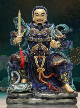 真武大帝神像汉白玉真武祖师爷玄天上帝北帝上帝公神像摆件新款