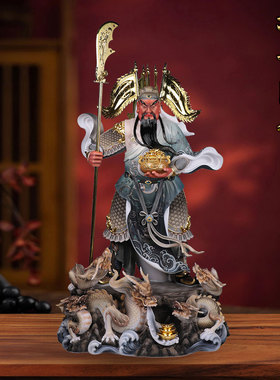 典藏九龙关公像汉白玉实心家用店铺武财神关羽关二爷祝福摆件中式