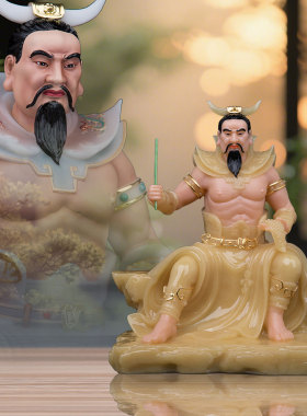 神农大帝神像汉白玉摆件