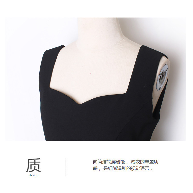 好货黑色吊带连衣裙女夏赫本风法式复古显瘦背带裙小黑裙小个子a