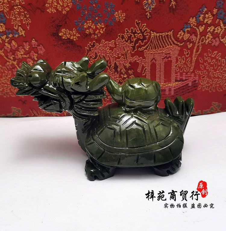 中式家居饰品地天泰双子龟天然南玉子母龙龟 南玉桌面玄关摆件