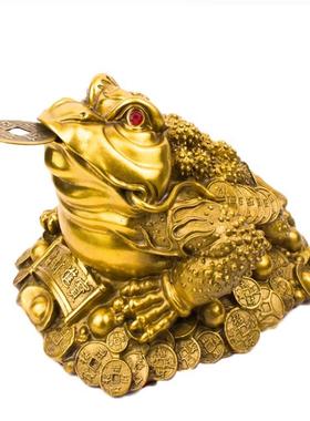 大小号纯铜金蟾蜍摆件三足蟾蜍金蝉铜蜍蟾箱纳宝店铺开业家居摆设