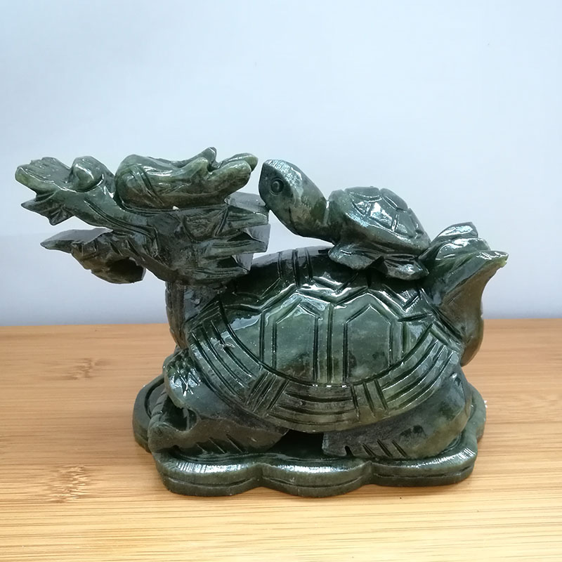 天然玉石福禄开运母子龙龟摆件南玉子母龙龟 桌面玄关摆件