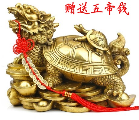 純銅地天泰雙子龜擺件 中式家居玄關(guān)吉祥飾品擺件