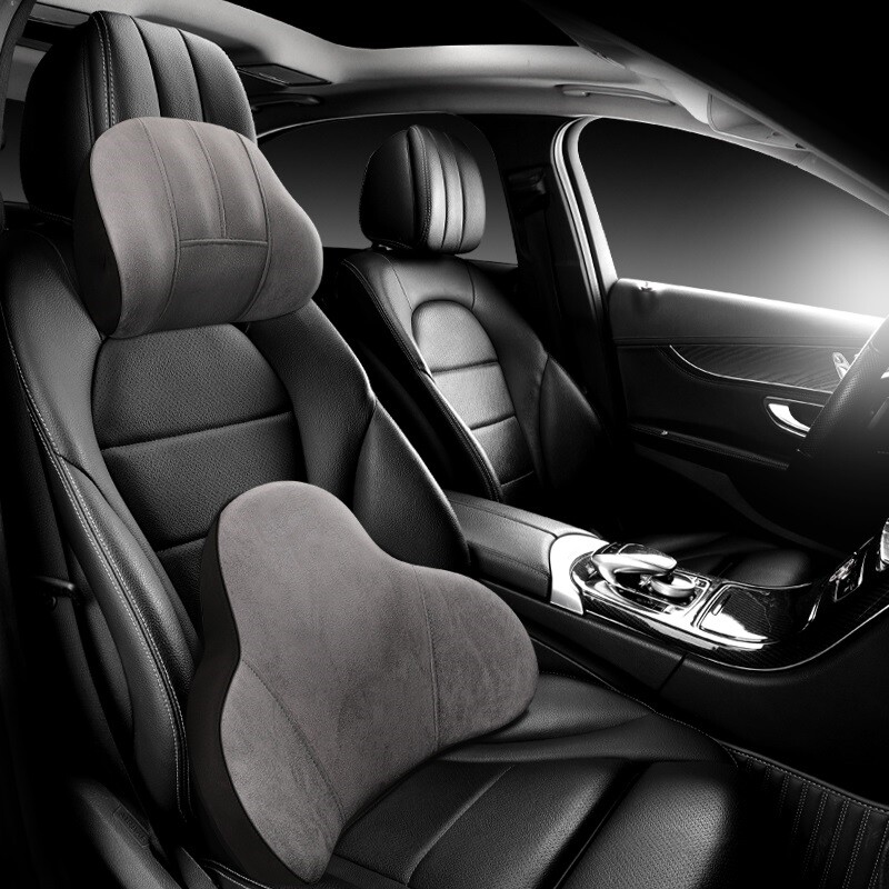 汽车载腰靠背垫护腰垫办公室坐椅头枕套装腰部靠枕开车用按摩靠垫