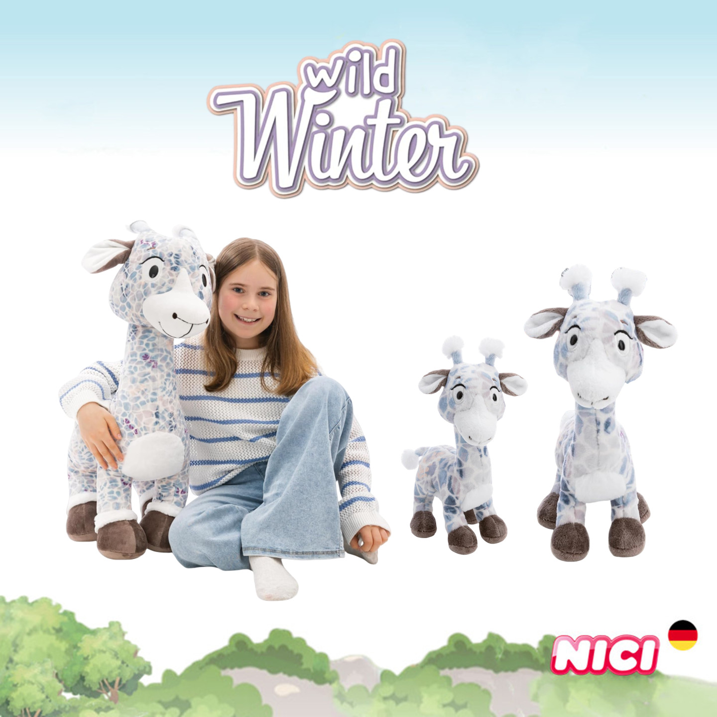 德国NICI冬季长颈鹿毛绒玩具公仔