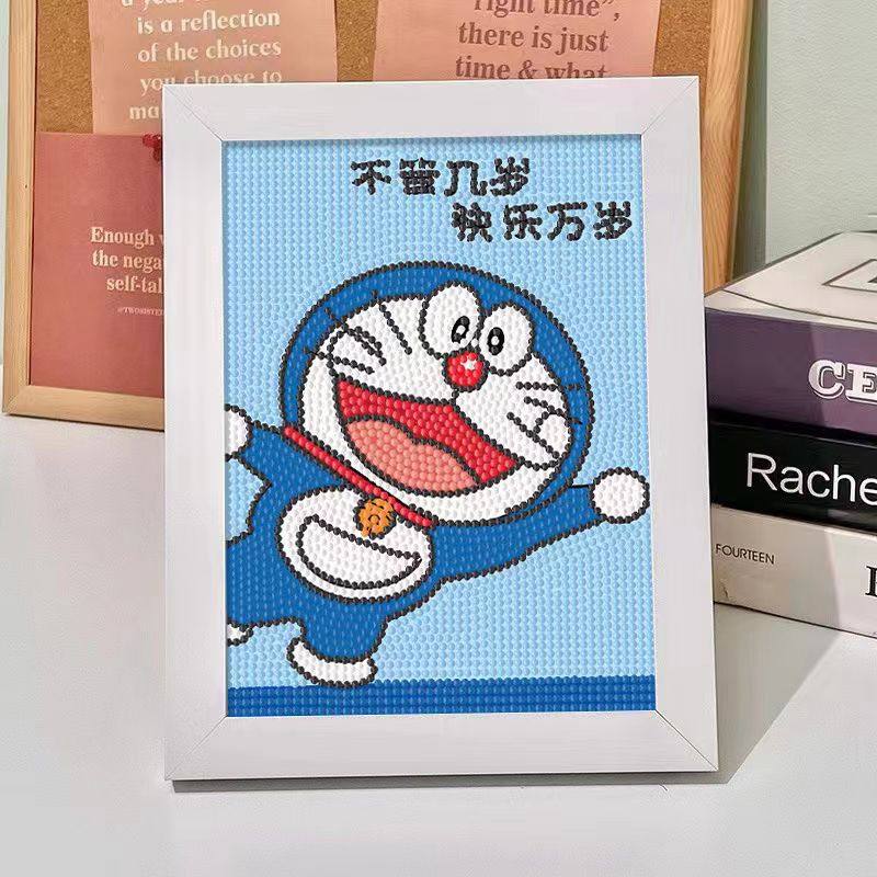 卡通手工diy钻石画哆啦a梦蓝胖子钻石贴画儿童小学生益智手工玩具