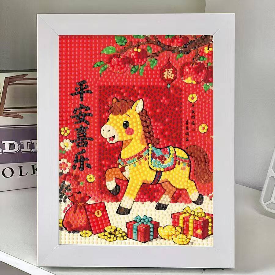 新款diy钻石画摆台五福临门平安喜乐诸事顺利书房客厅店面粘钻画