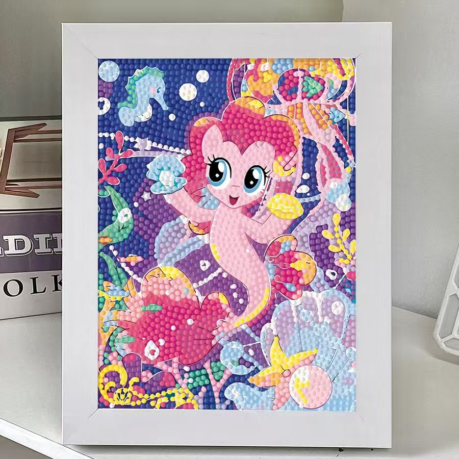 新款带框小马宝莉钻石画卡通手工diy贴画儿童玩具送闺蜜学生礼物