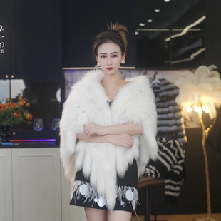 狐狸毛双面编织皮草披肩九尾狐流苏纯色女 25秋冬新款 倾城恋人