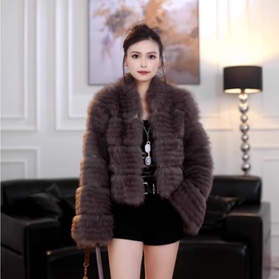秋冬短款 FLH皮草 渐变狐狸毛皮草外套宽松版 年轻款 女 迷雾森林