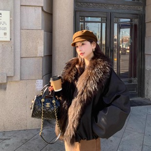 貉子毛领可拆卸鹅绒服腰带网红爆款 新款 冬日暖阳