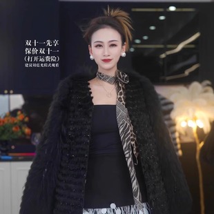 精设计感 气质车条皮草外套气质优雅流苏网红大衣钻袖 千金名媛