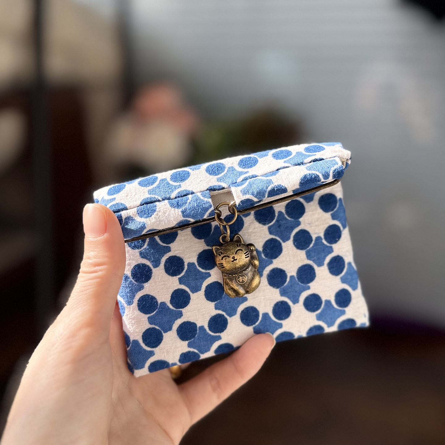 枫外原创手工制作 饭团口金包 招财猫 创意零钱包卡包 随身小包