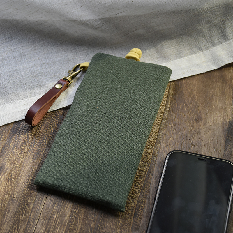 可拆卸手提绳手机包纯棉手工制作