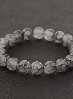 新中式水墨灰手串男女复古可盘玩