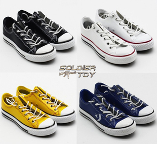 现货1/6潮流兵人散件 男/女款ZYTOYS绑带低帮空心帆布鞋玩具鞋