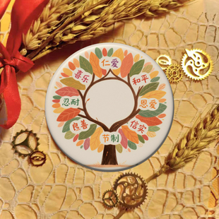 徽章原创设计二次元卡通生命树吧唧徽章胸针良善信实忍耐徽章礼物